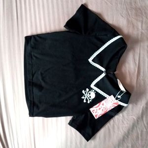 ROMWE skull graphic statement collar tee